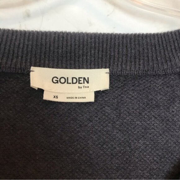 Aritzia Golden TNA Stowe Cashmere Wool V Neck Pullover Sweater Ribbed Layer Top - Picture 5 of 15
